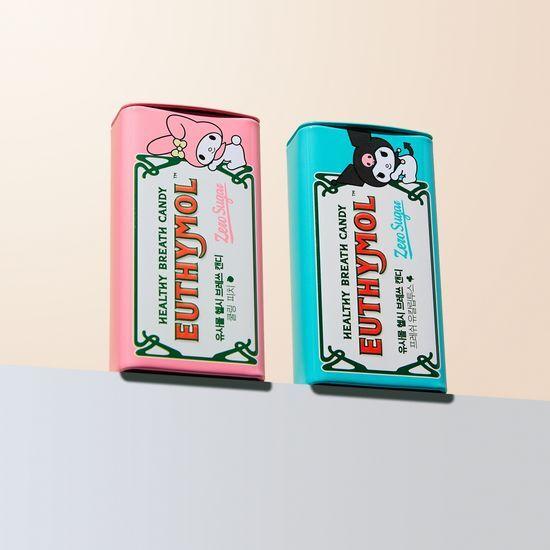 EUTHYMOL Конфеты для свежего дыхания Проект коллаборации с Sanrio: Выберите 1 из 2 вкусов (Охлаждающий персик / Свежий эвкалипт)