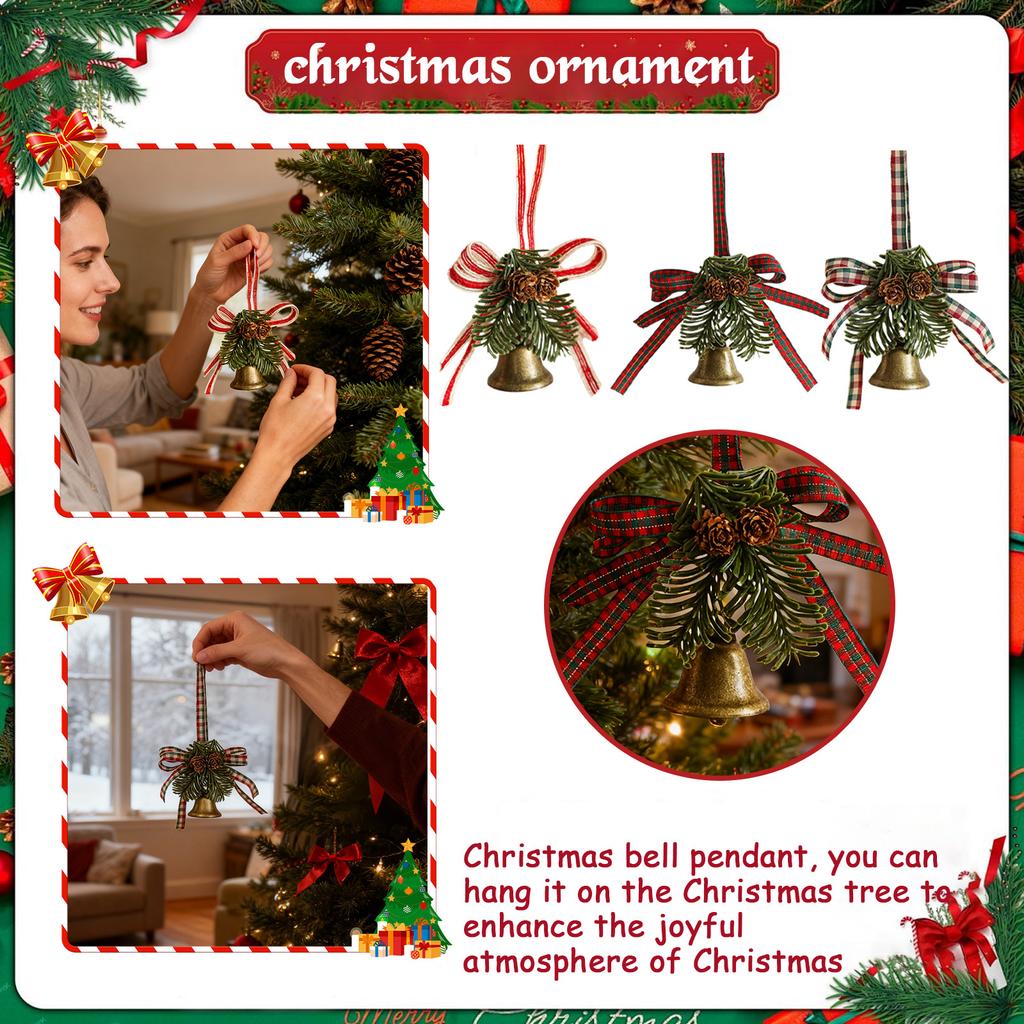Christmas Bell Pendant Christmas Bell With Bow Wall Hanging Decoration