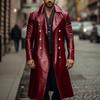 European and American large-size long leather trench coat men's double-breasted leather coat COS German military uniform medieval clothing leat
