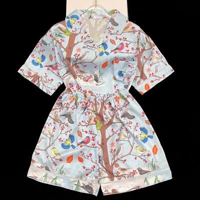 Весенняя ветка с цветами, мультяшный принт, женская пижама, идиллический стиль, романтичная жизненная сила, домашняя одежда для сна, новая летняя одежда для отдыха