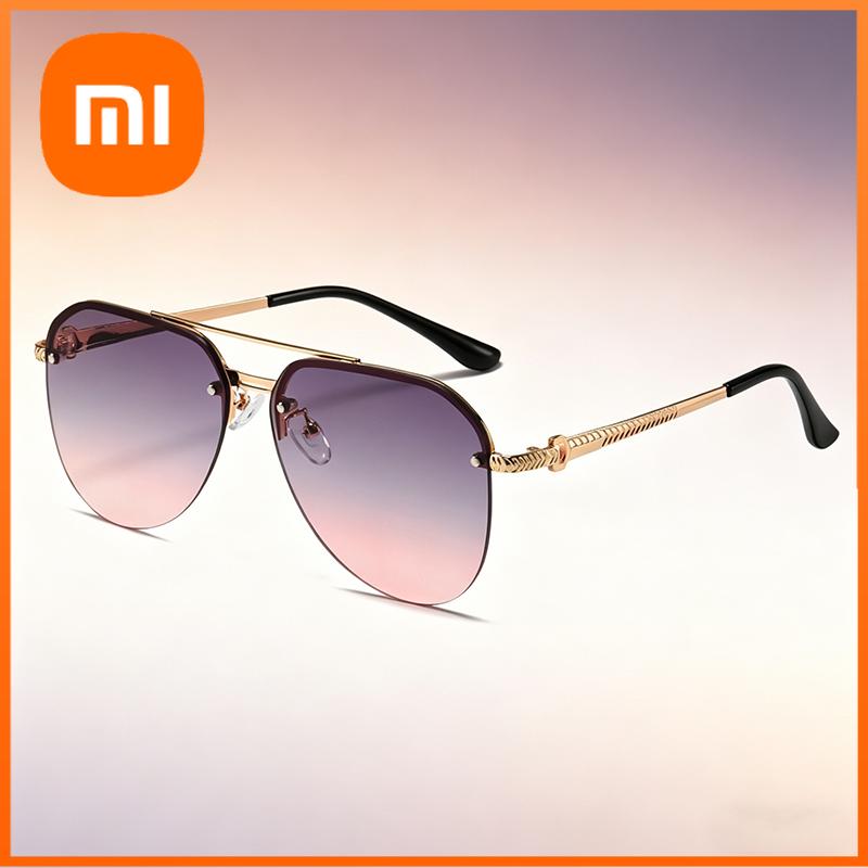 Xiaomi Women Metal Half Frame Double Beam Sunglasses Fashion Outdoor UV400 Sun Protection Shades Trendy Eyewear