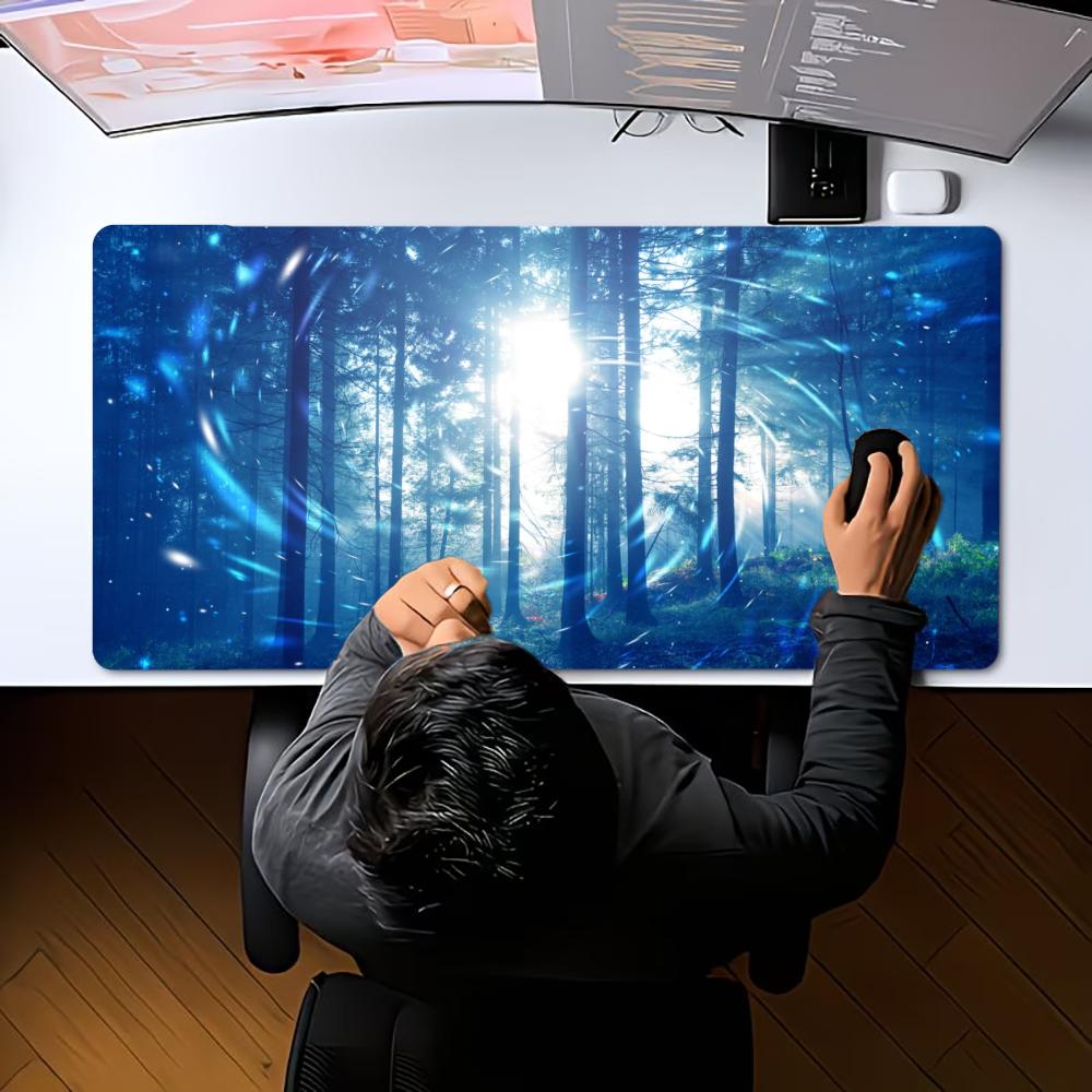 Blue Forest Large Gaming Mouse Pad XXL Light Beam Deskmat Non-Slip Rubber Game Mouse Mat Computer Keyboard Mats Big Gamer