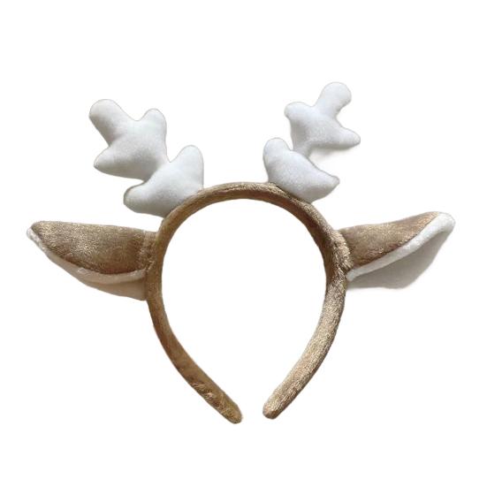Рождественская повязка на голову в виде рогов оленя, эластичная, нескользящая, плюшевая, подходит для всех возрастов, рождественские аксессуары для волос, праздничный костюм для украшения вечеринки, праздничная повязка на голову
