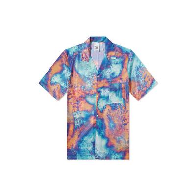 Originals Clover Полная печать Tie-Dye Block Print Вышитый логотип Рубашка с короткими рукавами Мужские топы Разноцветные HT1647