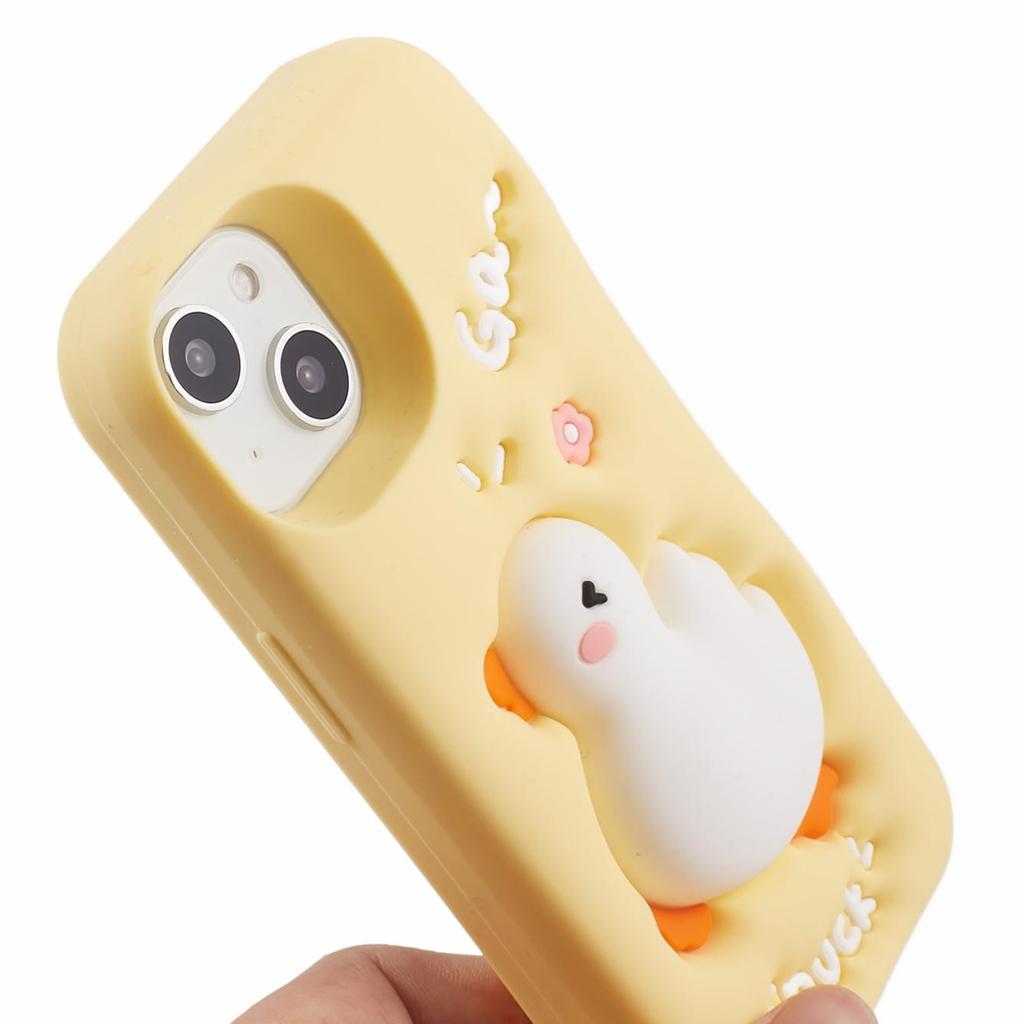 For iPhone 14 Case 3D Cartoon Duck Anti-drop Silicone Phone Cover