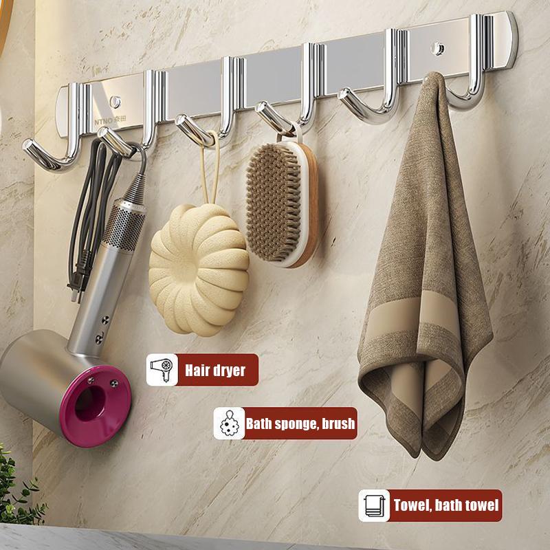 Stainless Steel No-Drill Bathroom Strong Adhesive Clothes Hanger Hook