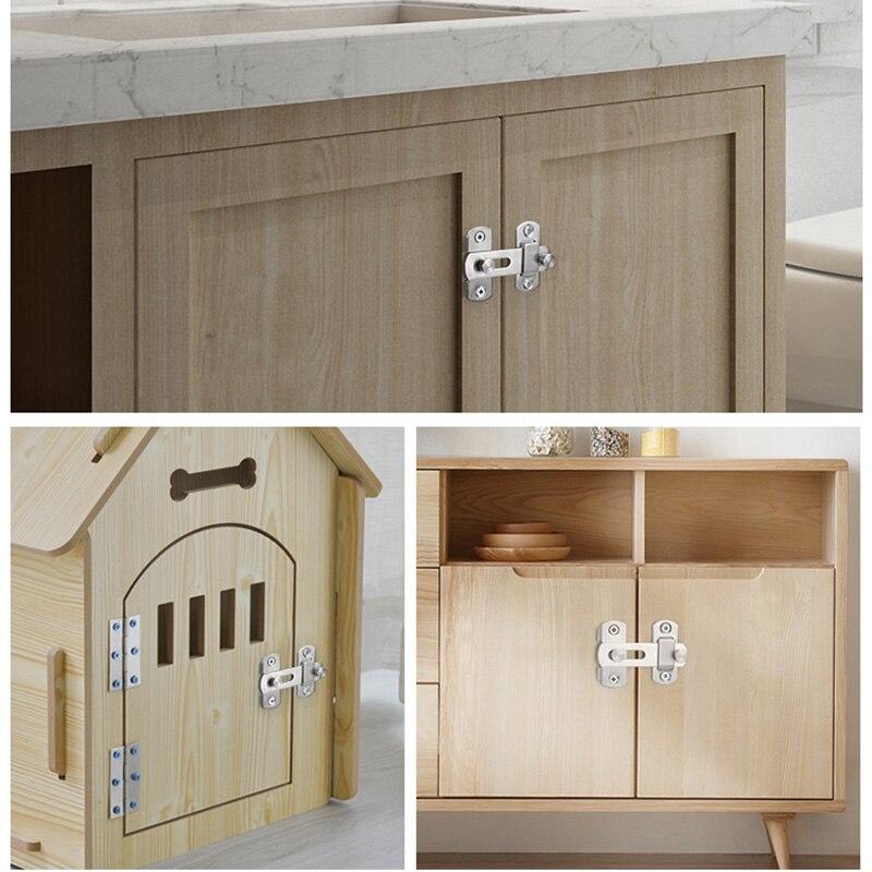Stainless Steel Door Hasp Safety Buckle Latch Sliding Pet Cage Door Lock Security Hardware With Screws Window Cabinet Home Latch
