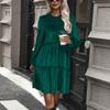 Весеннее, осеннее и зимнее женское платье, модное темпераментное элегантное зеленое платье