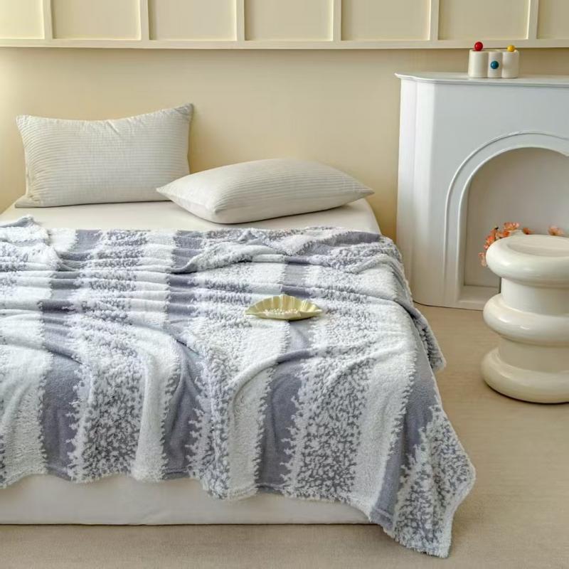 Вязаный шерстяной плед «Снежинка в полоску», мягкий и теплый, для всесезонного использования, покрывало на диван, плюшевый плед для офиса, приятный к коже, украшение для дома