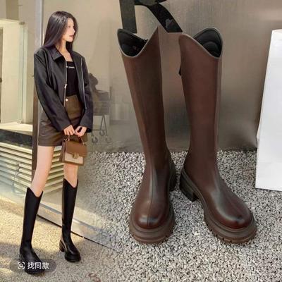 Сапоги-рыцари с V-образным вырезом, увеличивающие внутреннюю высоту, детские больших размеров, для маленьких полных ног, тонкие высокие сапоги, новинка осени и зимы