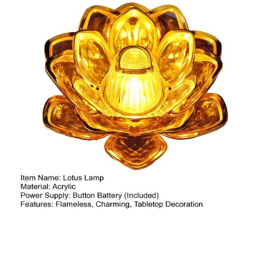 Diwali LED Lotus Candle Lamp Battery Operated Electronic Flameless Candles Buddhist Tabletop Night Light for Temple Desktop Centerpiece