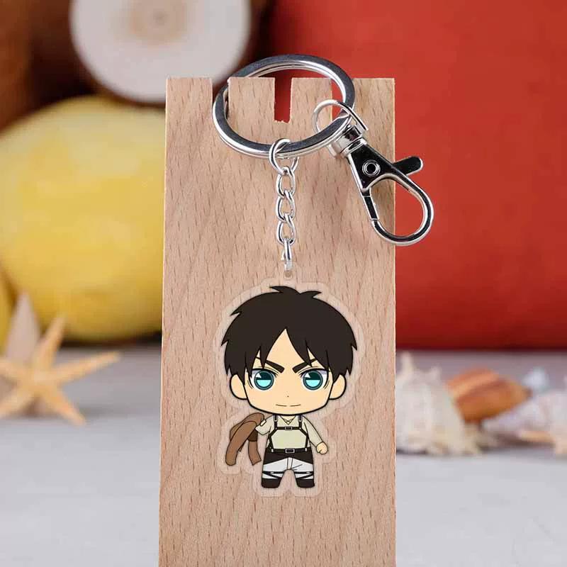 Attack on Titan Double-Sided Transparent Acrylic Keychain, Eren Levi Mikasa Erwin Pendant