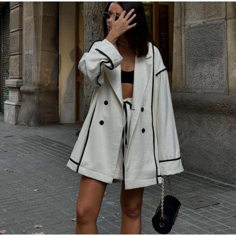 Повседневные свободные шорты комплекты женские кардиганы на пуговицах топы широкие шорты офисные женские комплекты из 2 предметов 2025 новые костюмы весна лето