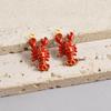 2pcs Red Lobster Crab Coral Real Gold Plated Stainless Steel Enamel Charm For Jewelry Making Supplies DIY Beach Necklace Pendant