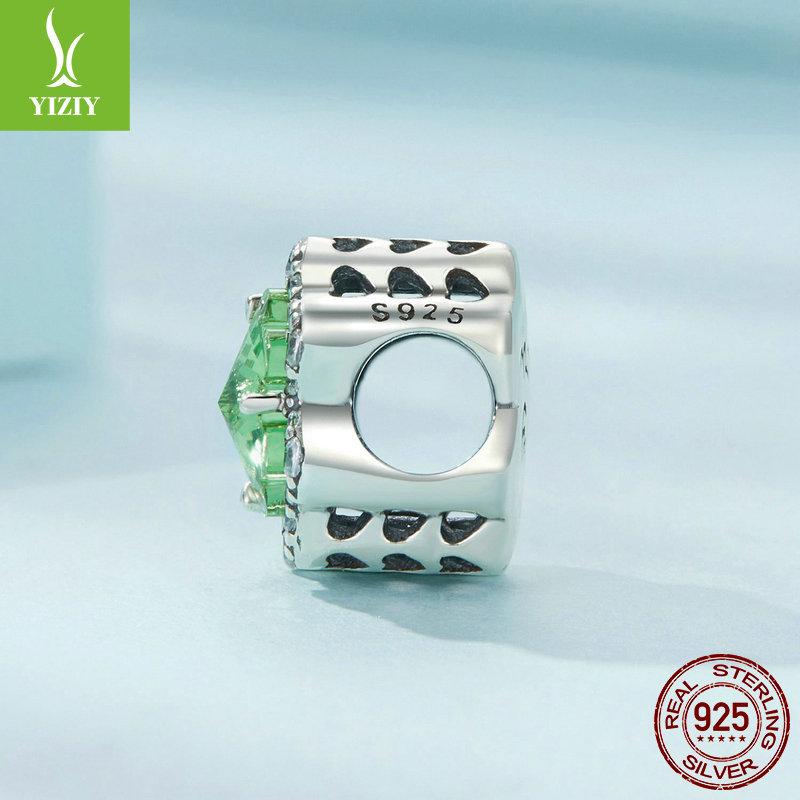 Simple Classic Green Four-Leaf Clover Diy Bracelet Beaded, Fashionable And Versatile S925 Sterling Silver Lucky Beads.