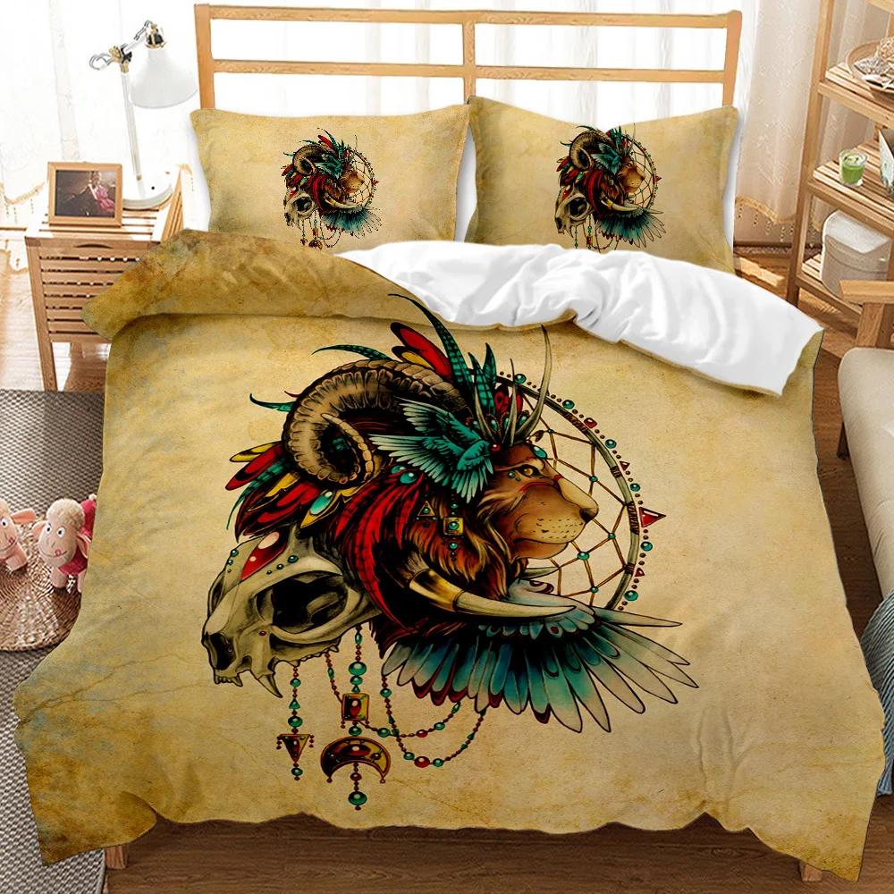 Комплект постельного белья Dream Catcher White Horse Forest Dream Catcher Blue Double Queen King Size Polyester Qulit Cover