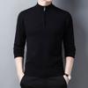 Half-zip Men's Sweater Solid Color Middle-aged Knitted Bottoming Sweater Pullover Slim Fit Solid Color Half-zip Sweater