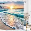 1pc Ocean Sunset Shower Curtain - Vibrant Beach Scene Print, Perfect for Coastal Bathrooms, Ocean Scene Design
