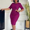 Лето 2024 Женское однотонное платье OL Hip - Африканская, европейская и американская мода
