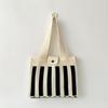 Маленькая дизайнерская черно-белая вертикальная полосатая сумка, вязаная сумка через плечо, студенческая сумка-тоут