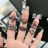 Gothic Fashion Rings For Women Girls Crystal Black Heart Spider Open Ring Hip Hop Punk Irregular Animal Finger Jewelry Halloween Gift