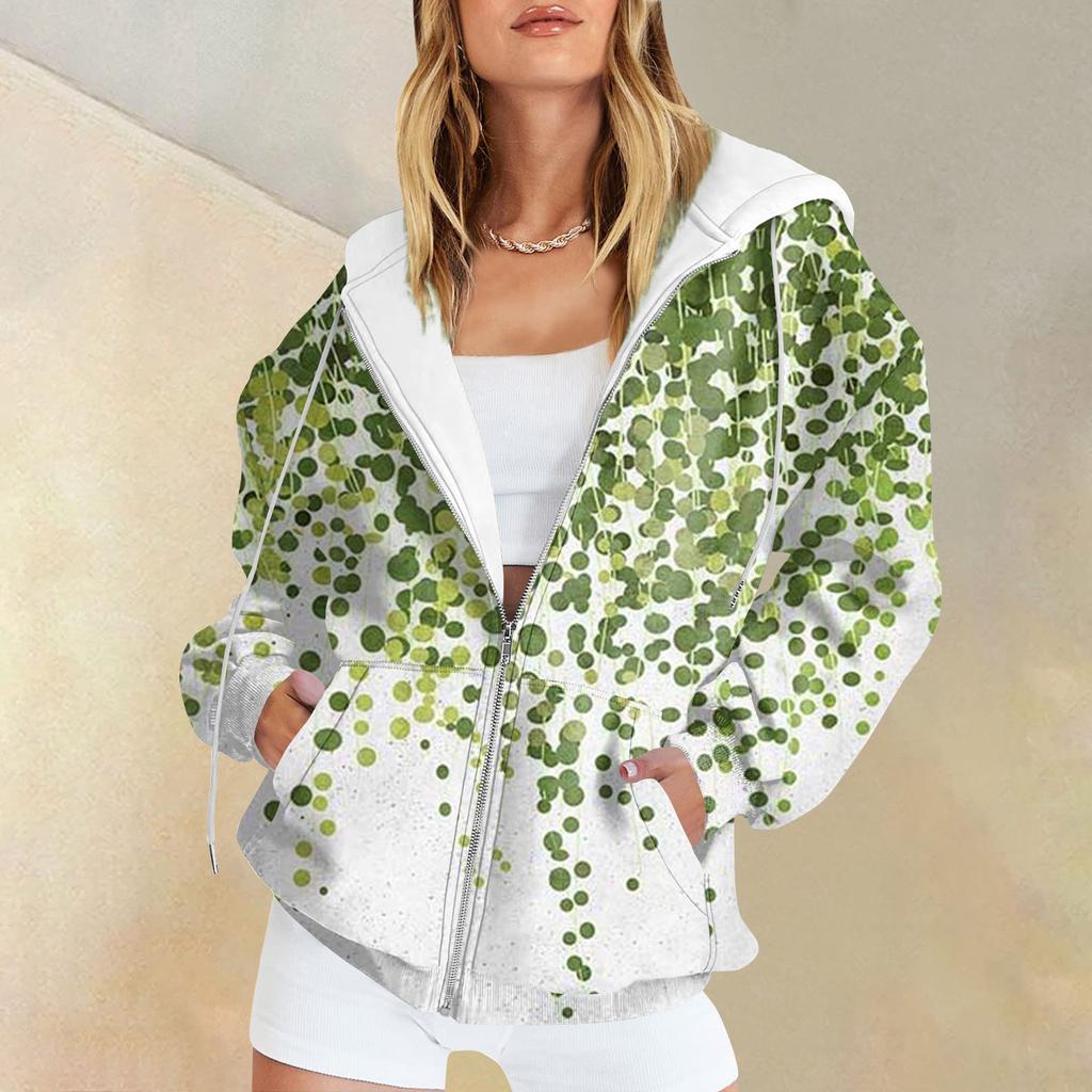 Женские повседневные модные пуловеры с принтом и длинными рукавами, толстовки на молнии, пальто
