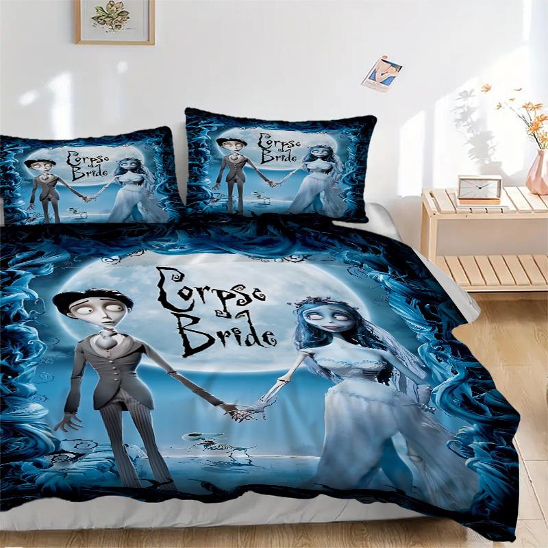3pcs Corpse Bride Duvet Cover Set - Includes 1 Duvet Cover and 1/2 Pillowcases (No Insert) yy251107157