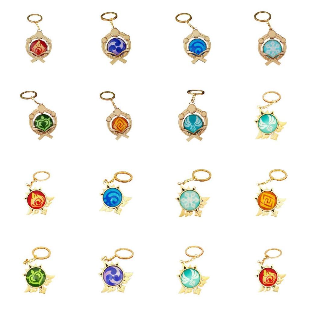 Брелок Genshin Impact Семь Элементов с Дизайном Гео Анемо Электро Дендро Гидро Пиро Крио