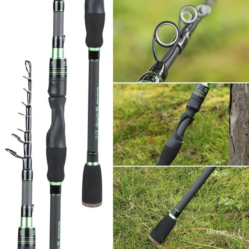 Удочка 1,8 м 2,1 м, карбоновая портативная телескопическая удочка, спиннинговая удочка, рыболовные снасти для окуня