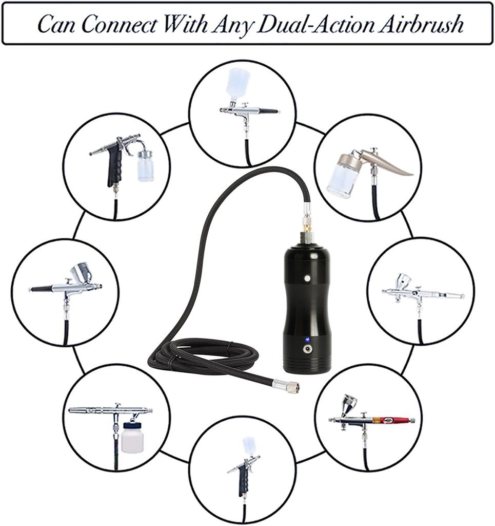 Портативный комплект аэрографа с компрессором и веревочным пистолетом-распылителем Перезаряжаемый распылитель двойного действия двойного назначения