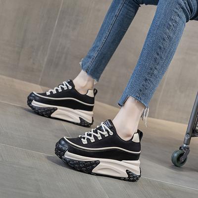 Весенние, осенние и зимние новые женские туфли на танкетке с увеличением высоты, повседневная модель из вельвета на толстой подошве-маффин