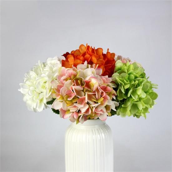 Искусственный цветок винтажный реалистичный длинный стебель зеленые крупные листья гортензия искусственное растение