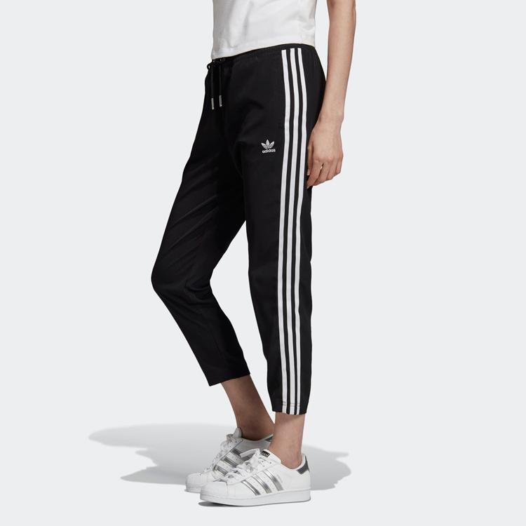 adidas Оригинальные ретро повседневные брюки прямого кроя с кружевной шнуровкой по бокам Женские брюки Черный DY3864