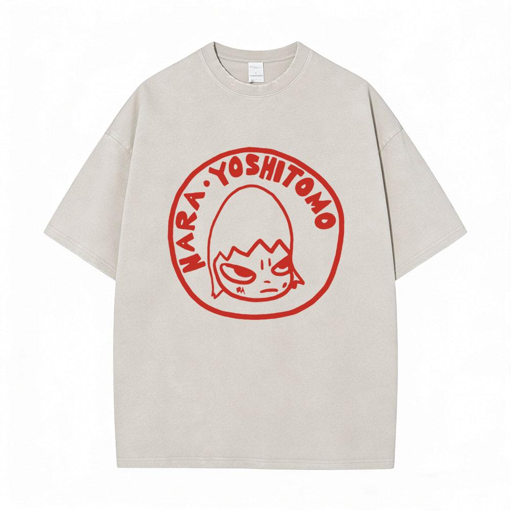 Washed Vintage Funny Yoshitomo Nara No T Shirt Men Women Casual Humor Tshirt Male Cotton Oversized Short Sleeve Tees Streetwear