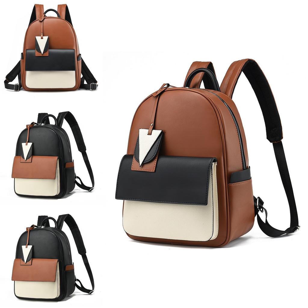 Fashionable Pu Dual Color Backpack Spacious Design Perfect For Students And Everyday Use