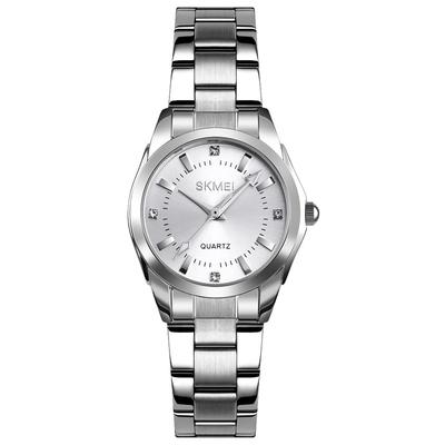 Женские часы SKMEI, Стильная нержавеющая сталь, Водонепроницаемые, Деловые, Классические, Аналоговые кварцевые, Бренд, Повседневные, Простые, Роскошные, Подарок, Серебристые