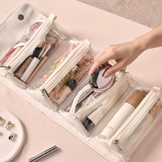 Косметичка для хранения со съемными отделениями и ручкой, водонепроницаемая дорожная косметичка большой емкости