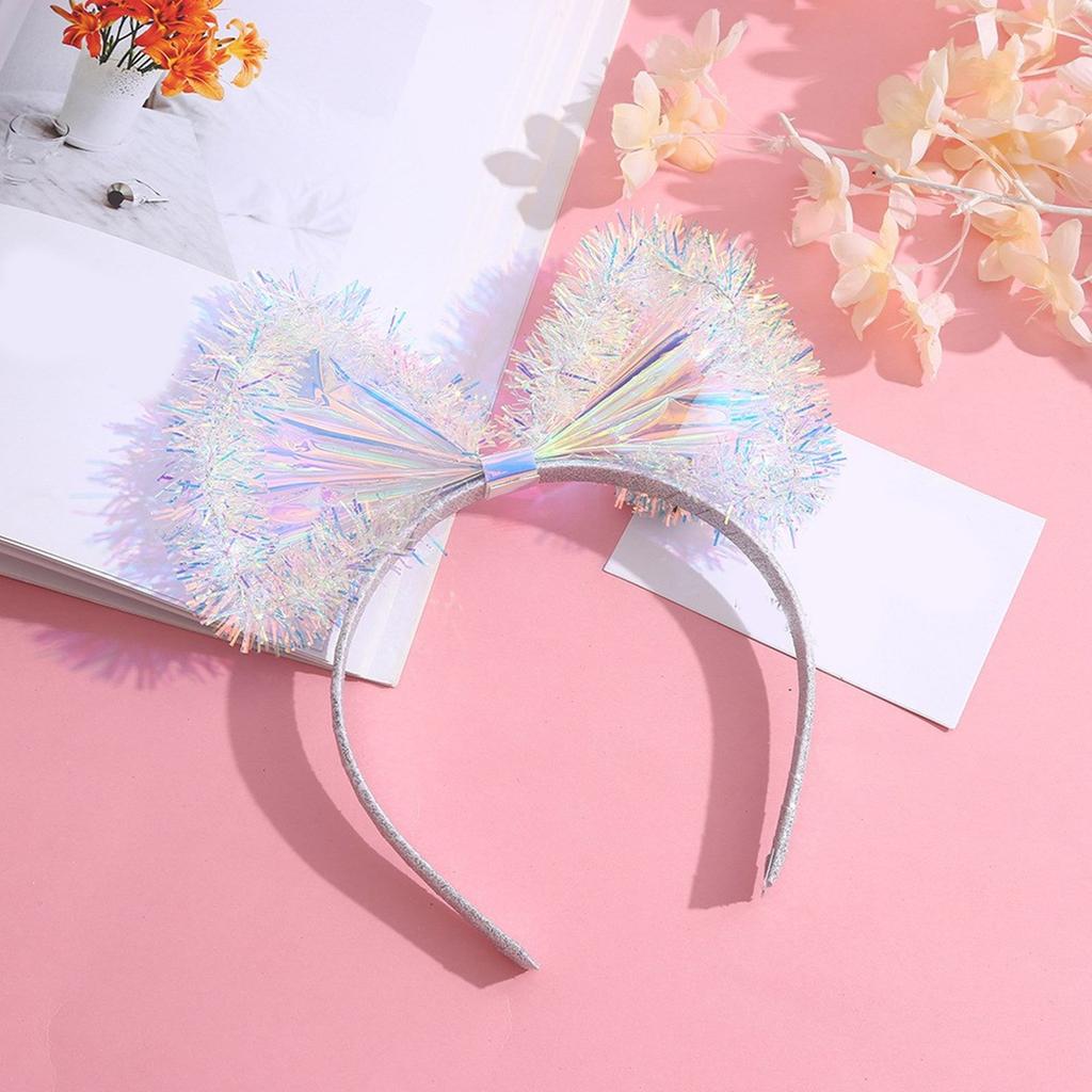 Блестящая мишура Красочная пленка Бант Повязка на голову Музыкальные концерты Повязка на голову для подростков Взрослые Вечеринки Выступления Принадлежности для волос