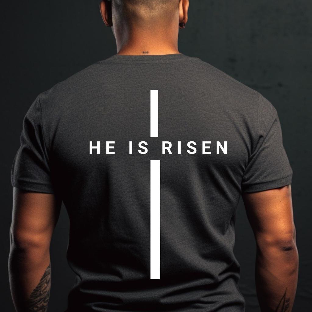 He Is Risen Christian T-Shirt, Easter Cross, Unisex Jersey