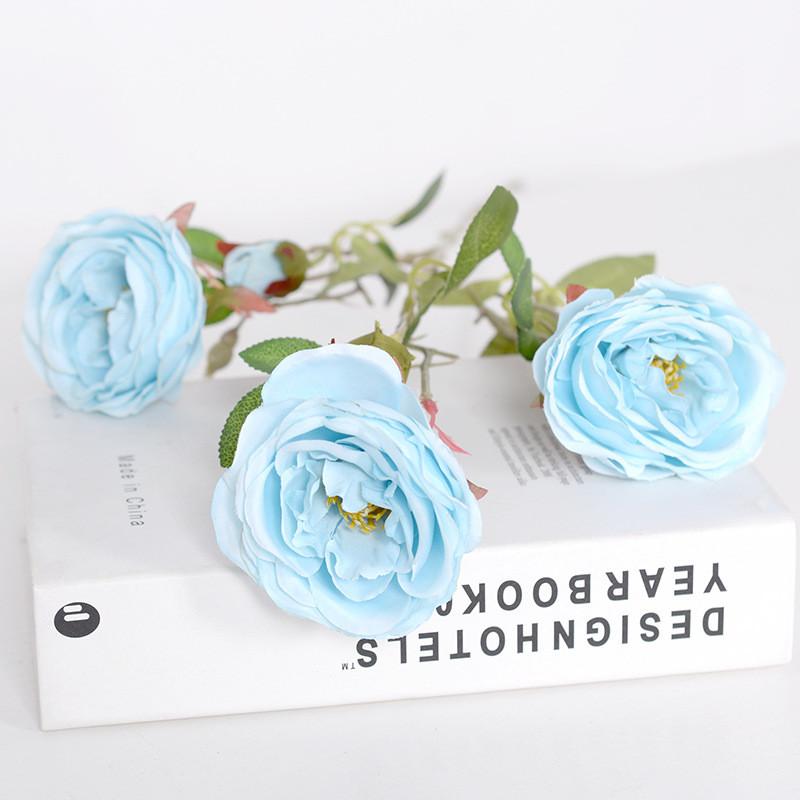 Handmade Silk Rose Six Head Artificial Flower For Party Venue Hotel Home Interior Decor