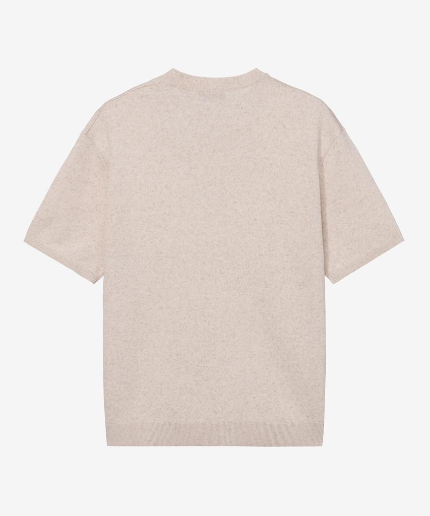 MINDBRIDGE [Couture] Lettering Semi-Overfit Beige Short Sleeve Knit