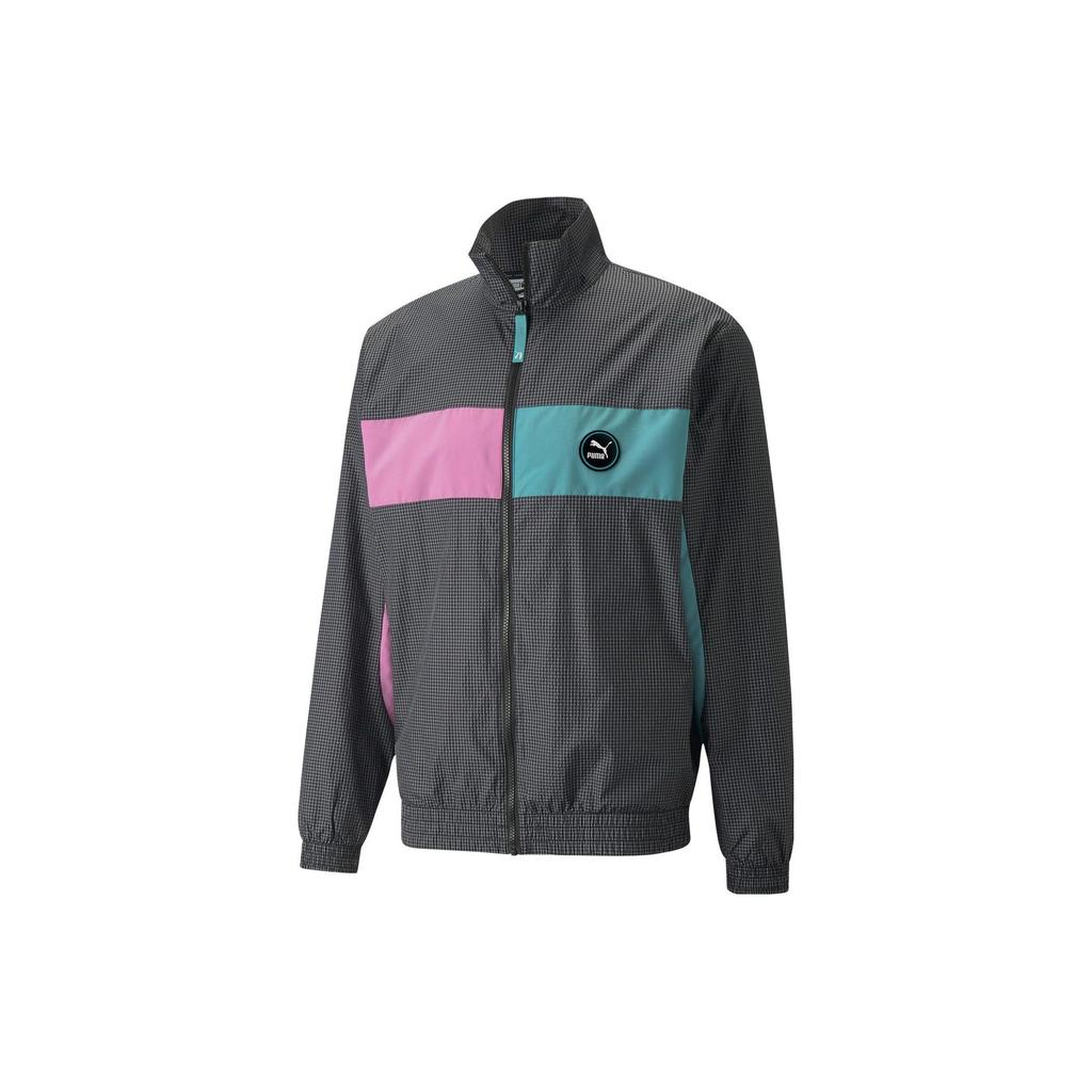 Puma Retro Sports Stand Collar Color Block Zip Jacket Men Jacket Black 533626-01