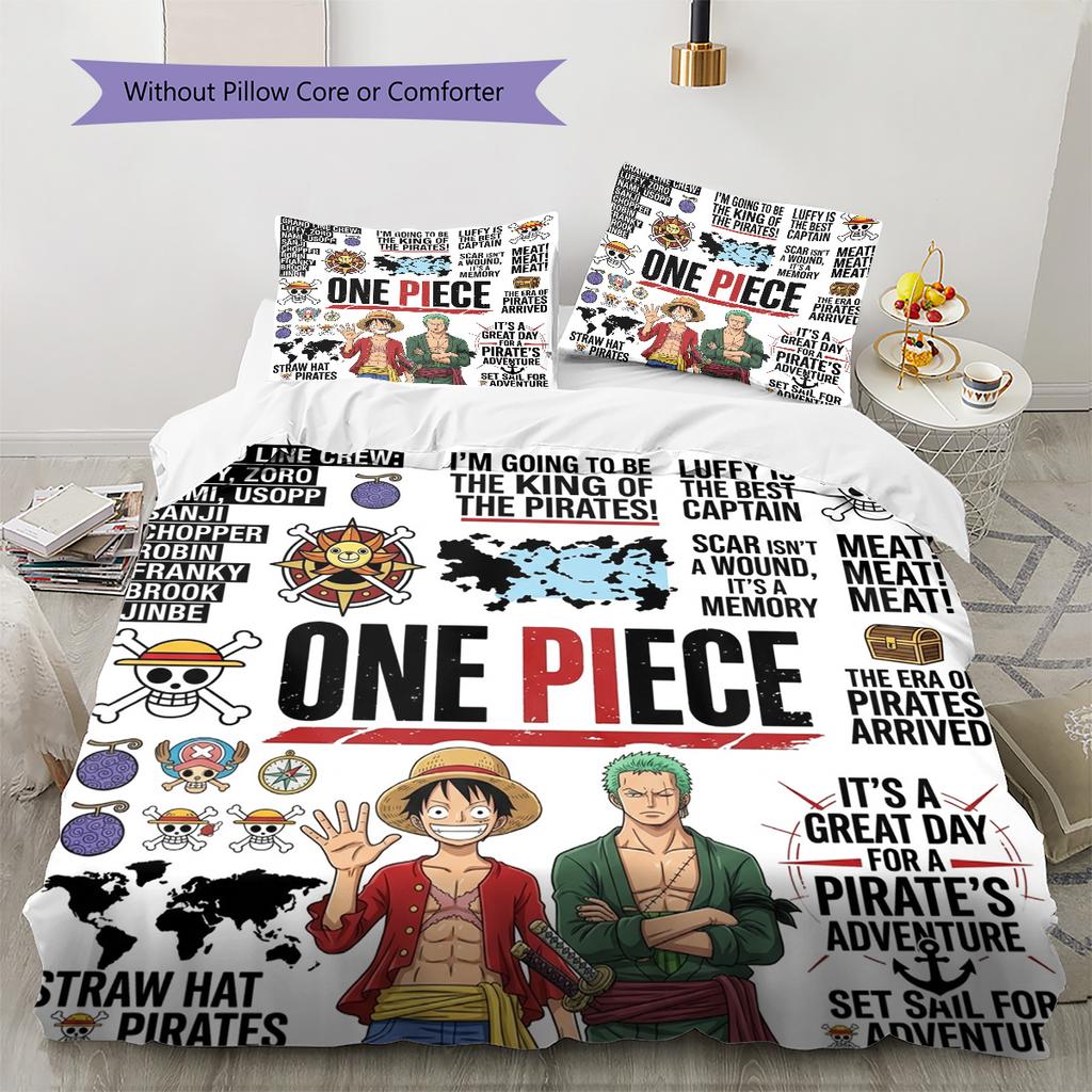 One Piece Pattern Bedding Quilt Set Quilt Cover Pillowcase Home Birthday Gift(1 * duvet cover + 2 * pillowcase, without core)