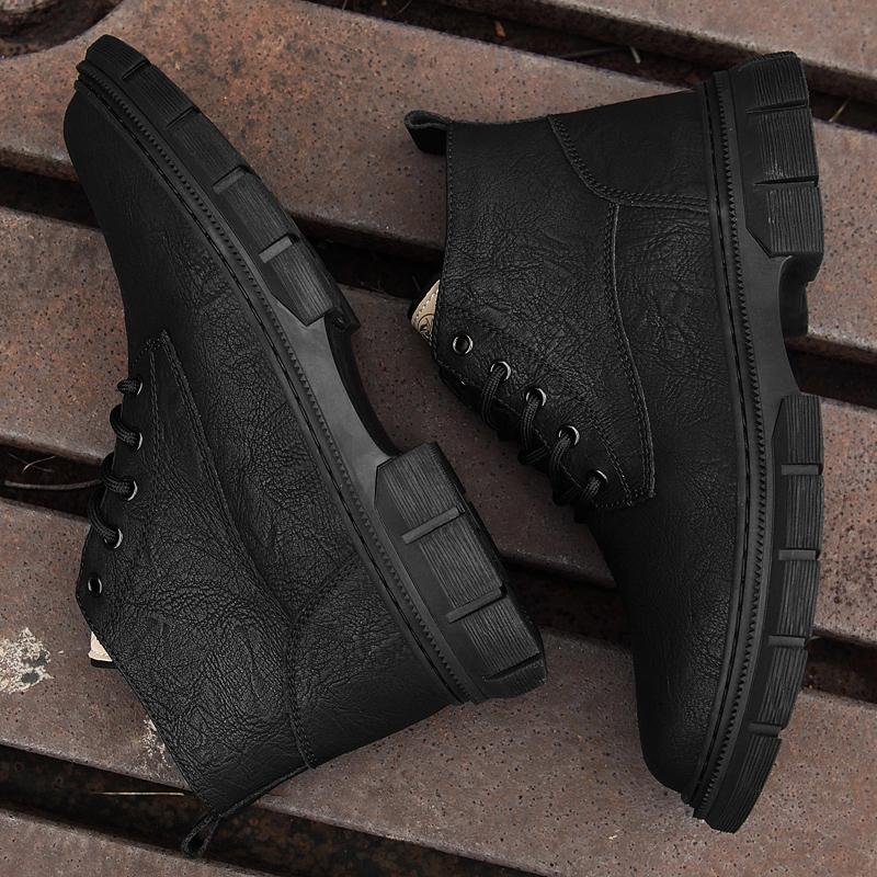 High Top Mens Oxford Shoes Genuine Leather Men Basic Boots High Quality Leisure Boots High Quality Male Soft Ankle Walking Shoes