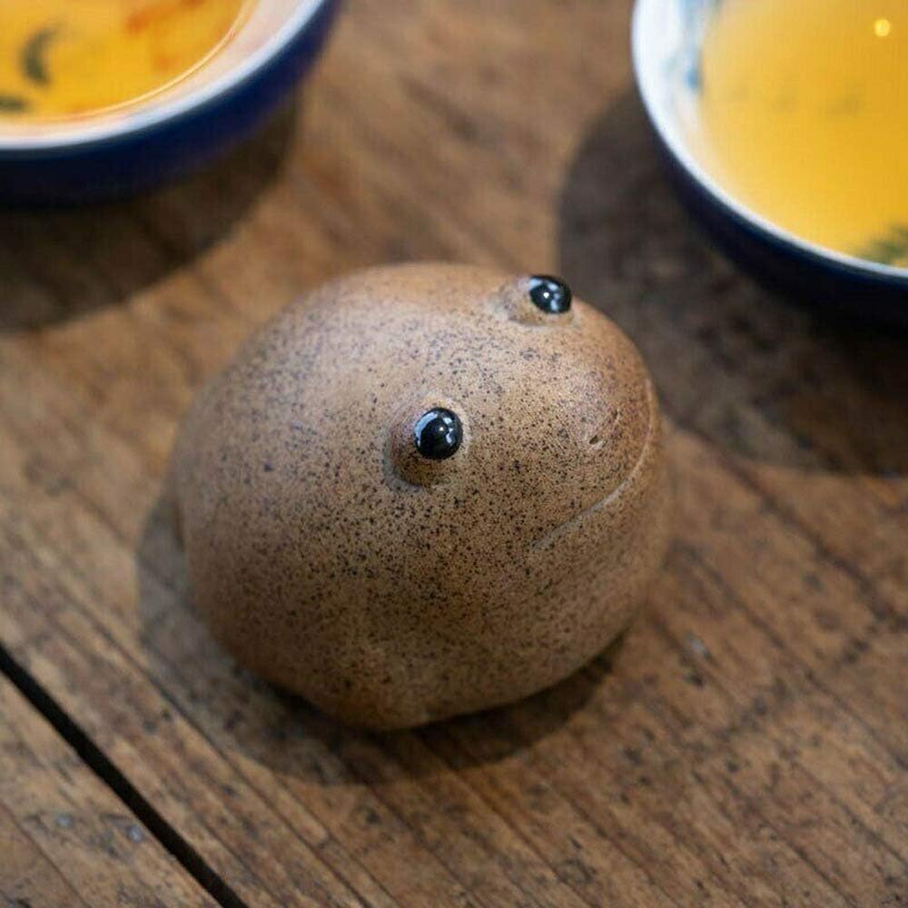 Chinese Crude Pottery Lucky Frog Tea Pet Zen Tea Set Jin Chan Porcelain Handmade Home Decor