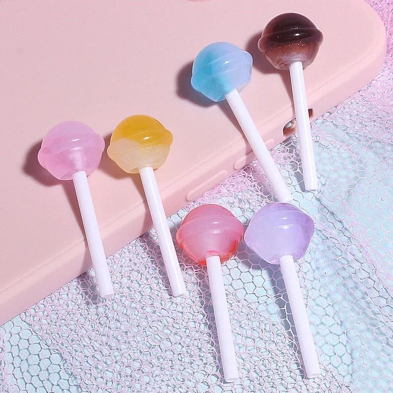 10Pcs Cute Color 3D Lollipop Decor Cream Gel Mobile Phone Case Accessories Girls DIY Homemade Hairpin Pendant Material Sticker