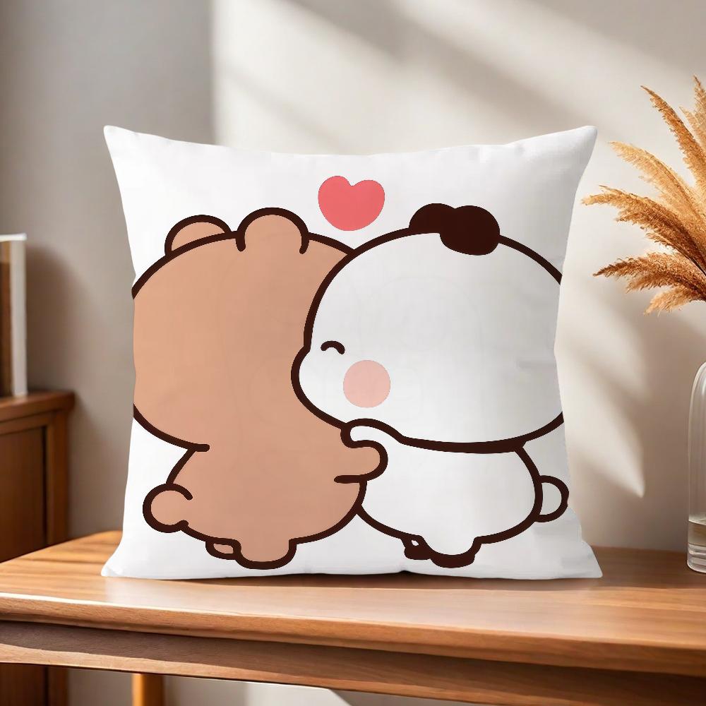 Couple Comfortable Soft Pillow Case for Sofa Bear Cartoon Kawaii Living Room Home Office D-dudu Decor Protective Covers b-Bubu