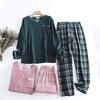 Checkered Soft Comfortable to the Perfect Gift for Day Size Women's Pajamas, Spring/Summer/Autumn/Winter, 100% Cotton, Pattern, V-Neck, Gauze, Touch,