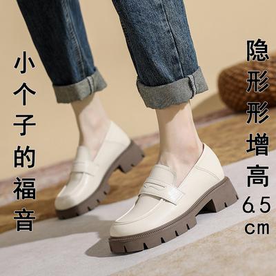 Весенне-осенние новые туфли на толстой подошве с внутренней платформой, лоферы на толстом каблуке, маленькие кожаные туфли женские маленького размера 32333