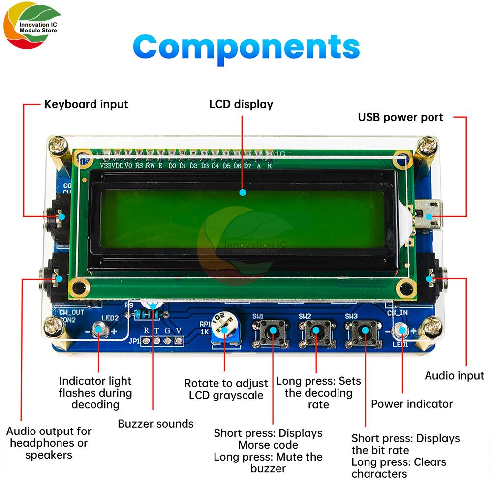 Улучшенный DC 5V CW Декодер Кода Морзе Плата для Пайки Практики DIY Электронный Производственный Комплект